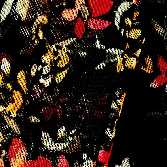 INC International Concepts Floral-Print Mock-Neck Ruched Mesh Dress Size XL - Picture 7 of 16